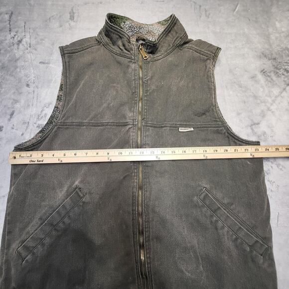 Wolverine Vest Mens Large Olive Canvas Sherpa Fleece Lined Zip Camo Workwear - Picture 6 of 8